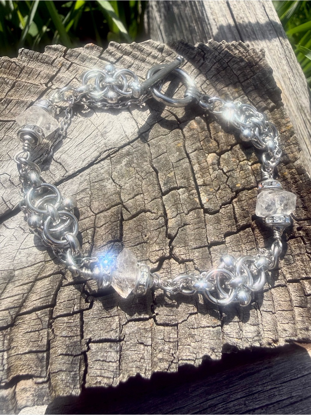 Herkimer Diamond Multi Link Toggle Stainless Steel 7.5 inch